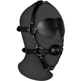 Ouch! Xtreme Blindfolded Head Harness with Solid Ball Gag Black Cene