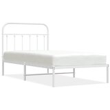  Metalni okvir za krevet s uzglavljem bijeli 100x190 cm | shoptok.hr