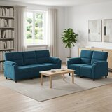  Set sofe 2 pcs Plava Baršun - Plava 2-sjedalo (120 cm) + 3-sjedalo | shoptok.hr