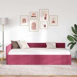vidaXL Kotna postelja vinsko rdeča 90 x 190 cm Samet in sodobno leseno | Shoptok.si