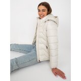 Fashion Hunters Light beige quilted transition jacket with hood | Shoptok.si