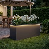  Vrtna posuda za sadnju s LED svjetlom Crna 30 x 80 x 30 cm Slike