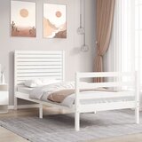 vidaXL Posteljni okvir z vzglavjem bel 90x200 cm trden les Cene
