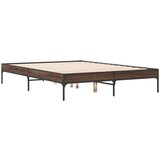 vidaXL Okvir za krevet smeđi hrast 140x190cm konstruirano drvo i metal Cijene