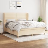  Krevet s oprugama i madracem krem 160x200 cm od tkanine | shoptok.hr