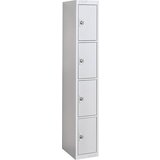 eurokraft basic Omara s 4 posameznimi predelki z zaklepanjem, VxŠxG 1800 x 450 x 500 mm, osnovni element, vrata svetlo siva | Shoptok.si