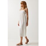  Women's White Strappy Crinkle Summer Knitted Dress | Eponuda.ba