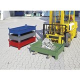 Heson posoda za zlaganje iz jeklene pločevine, nizka izvedba, zaprte stene, šxd 500 x 800 mm, nosilnost 500 kg, modra, od 1 kosa | Shoptok.si