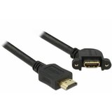 Delock hdmi-hdmi podaljšek z mrežno povezavo 0,5m črn vgradni kotni 110° 85467 | Shoptok.si
