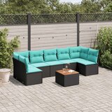  Vrtna garnitura - 8-dijelni set vrtnih sofa od poliratana s jastucima crni - Crna 2x corner + table + 5x middle 1 | shoptok.hr