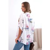 Kesi Włoski Women's cotton blouse with a floral pattern white | shoptok.hr