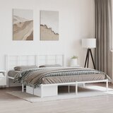 Maison Chic Kovinski Posteljni okvir - Dvoposteljna postelja - Zakonska postelja z vzglavjem bel 183x213 cm, (21692888) | Shoptok.si