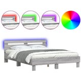  The Living Store Posteljni okvir z vzglavjem in LED siva sonoma 150x200 cm - Posteljni Okvir, (21447523) | Shoptok.si