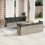 Maison Chic Seti vrtnega pohištva - Vrtna garnitura - Vrtni pohištvo set 9-delna z blazinami sv. siv poli ratan, (21798314) | Shoptok.si