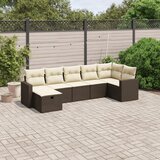 Maison Chic Seti vrtnega pohištva - Vrtna garnitura - Vrtni pohištvo set 7-delna z blazinami rjav poli ratan, (21801306) | Shoptok.si