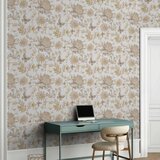  Tapeta - Beige flowers and butterflies on white background 50x1000 | shoptok.hr