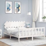 Maison Chic Posteljni okvir - Dvoposteljna postelja - Zakonska postelja brez vzmetnice bel 160x200 cm trdna borovina-J3555, (21765450) | Shoptok.si