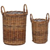  Košara za saksije s pohranom 2 pcs Smeđa Kubu Ratan - Smeđa | shoptok.hr