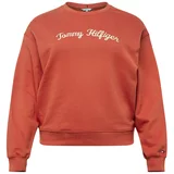 Tommy Hilfiger Curve Majica svetlo bež / mornarska / oranžno rdeča / bela