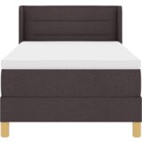  Krevet s opruga kutije Tamno smeđa i Bijela 90 x 200 cm tkanina | shoptok.hr