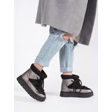 Shelvt Black and silver lace-up women's snow boots with a thick sole Cijene