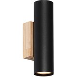 QAZQA Moderna stenska svetilka črna z lesom 2-light - Jeana | Shoptok.si