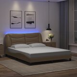 Maison Chic Posteljni okvir - Dvoposteljna postelja - Zakonska postelja z LED lučkami kapučino 160x200 cm umetno usnje-J5658, (21770388) | Shoptok.si