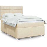  Krevet s oprugama i madracem krem 140 x 190 cm od tkanine Cijene