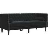 vidaXL 3-dijelni set sofa Chesterfield crni baršunasti | shoptok.hr