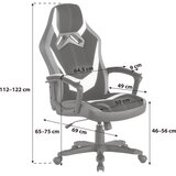 Livetastic GAMING STOL kovina, umetna masa, tekstil siva, črna, bela | Shoptok.si