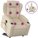 The Living Store Masažni naslanjač s funkcijo vstajanja krem blago - Dvižni Masažni Naslanjač, (21501966) | Shoptok.si
