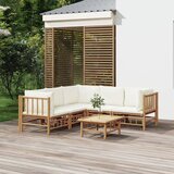  Garnitura 6-delna s kremno belimi blazinami bambus | Shoptok.si