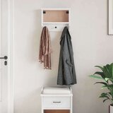 vidaXL Stenski obešalnik za plašče "SANDNES" bela 45x12x35 cm les bor | Shoptok.si
