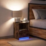  Noćni ormarić s LED svjetlima boja dimljenog hrasta | shoptok.hr