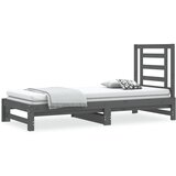 vidaXL Izvlečna dnevna postelja siva 2x(90x200) cm trdna borovina, (21073733) Cene