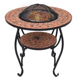  Ognjišče z mizico terakota mozaik 68 cm keramika | Shoptok.si
