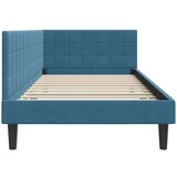  Kutni okvir kreveta s uzglavljem Plava 100 x 200 cm Baršun | shoptok.hr