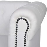 vidaXL Chesterfield kavč dvosed in trosed um. usnje bele barve | Shoptok.si
