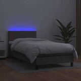  Box spring postelja z vzmetnico LED siva 80x200 cm umetno usnje | Shoptok.si