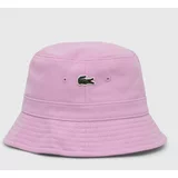 Lacoste Bombažni klobuk roza barva