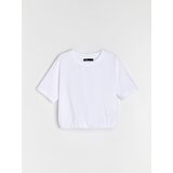 Sinsay Jednobojna pamučna bluza s kratkim rukavima | shoptok.hr