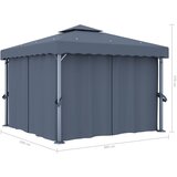  Sjenica sa zastorom 3 x 3 m antracit aluminijska | shoptok.hr