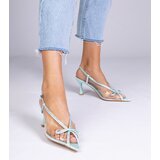  Green transparent high heel sandals with rhinestones Kloksi | shoptok.hr