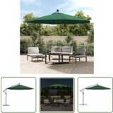  The Living Store Previsni senčnik z LED lučmi in kovinskim drogom 350 cm zelen - Previsni Senčnik, (21742536) Cene