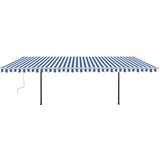  Tenda na ručno uvlačenje s LED svjetlima 6 x 3 m plavo-bijela | shoptok.hr