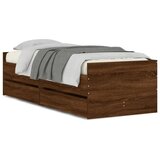  The Living Store Posteljni okvir s predali rjavi hrast 75x190 cm - Posteljni Okvir, (21498028) | Shoptok.si