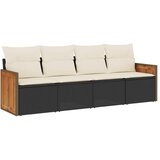 Maison Chic Seti vrtnega pohištva - Vrtna garnitura - Vrtni pohištvo set 4-delna z blazinami črna poli ratan, (21820863) | Shoptok.si