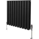 Monster ovalni stebričasti radiator in ventili – 600 mm x 600 mm – črn, (21569935) | Shoptok.si