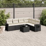 Maison Chic Seti vrtnega pohištva - Vrtna garnitura - Vrtni pohištvo set 7-delna z blazinami črn poli ratan, (21803111) | Shoptok.si