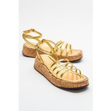 LuviShoes ANGELA Women's Metallic Gold Sandals Cene